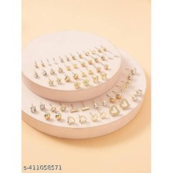 Rare 1 Jewellery For Women Girls Gold Plated Multicolor Pearl & Ad Studs Combo Of 30 Quirky Pairs