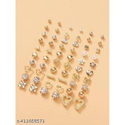 Rare 1 Jewellery For Women Girls Gold Plated Multicolor Pearl & Ad Studs Combo Of 30 Quirky Pairs
