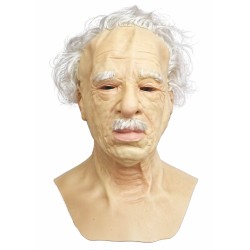 Realistic Old Man Silicone Mask with White Hair