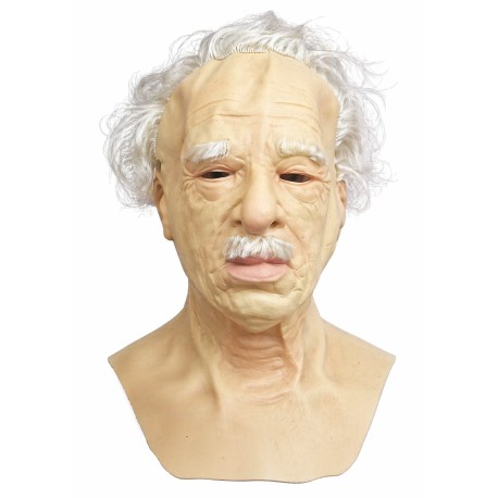Realistic Old Man Silicone Mask with White Hair