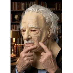 Realistic Old Man Silicone Mask with White Hair