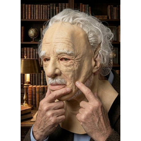 Realistic Old Man Silicone Mask with White Hair