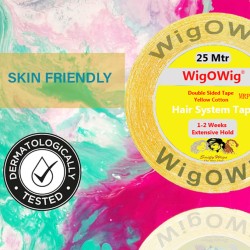 WigOWig™ Hair patch tape Wig tape Double sided Cloth tape Waterproof 25 meters Yellow