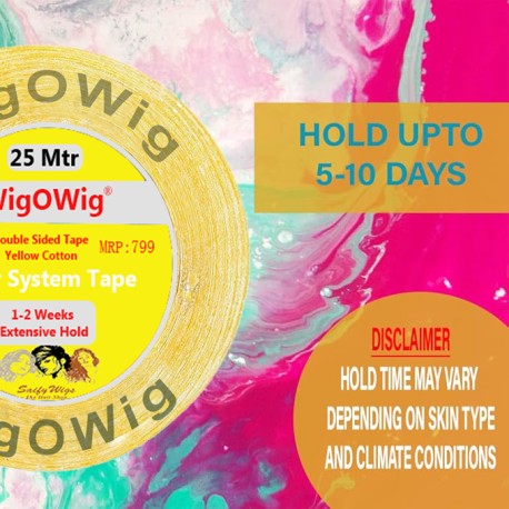 WigOWig™ Hair patch tape Wig tape Double sided Cloth tape Waterproof 25 meters Yellow
