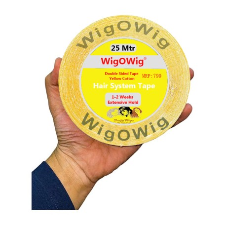 WigOWig™ Hair patch tape Wig tape Double sided Cloth tape Waterproof 25 meters Yellow