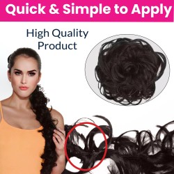 Hair Frill Extension for Women - Wavy Human Hair Blend Hairpiece for Volume & Style (Natural Brown)