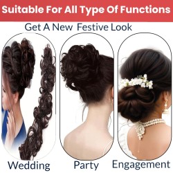 Hair Frill Extension for Women - Wavy Human Hair Blend Hairpiece for Volume & Style (Natural Brown)
