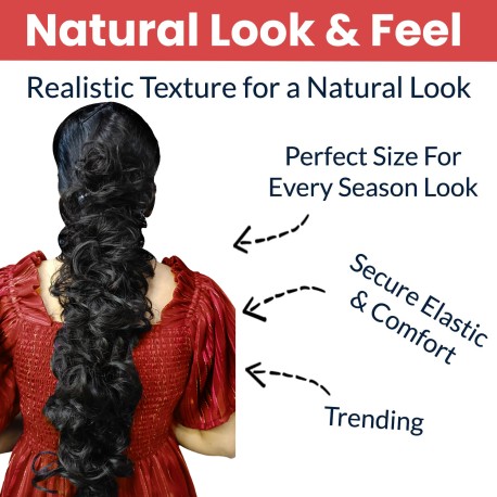 Hair Frill Extension for Women - Wavy Human Hair Blend Hairpiece for Volume & Style (Natural Brown)