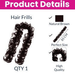 Hair Frill Extension for Women - Wavy Human Hair Blend Hairpiece for Volume & Style (Natural Brown)