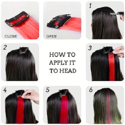 Clip-in Red Hair Extensions, Straight Synthetic Hair Piece, 20 Inches Long, Single Piece (red)