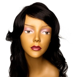 Long Wavy Black Hair Wig for Women | Natural-Look Full Coverage Wig with Side Parting | Soft Waves for Everyday Wear