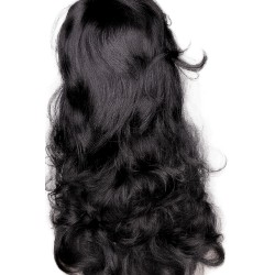 Long Wavy Black Hair Wig for Women | Natural-Look Full Coverage Wig with Side Parting | Soft Waves for Everyday Wear