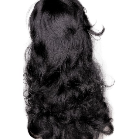 Long Wavy Black Hair Wig for Women | Natural-Look Full Coverage Wig with Side Parting | Soft Waves for Everyday Wear