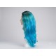 Long Wavy Blue Ombre Wig with Dark Roots – Heat Resistant Synthetic Cosplay Wig
