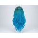 Long Wavy Blue Ombre Wig with Dark Roots – Heat Resistant Synthetic Cosplay Wig