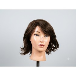 Short Dark Brown Wavy Bob Wig with Side Bangs – Natural Synthetic Everyday Hairpiece