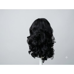 Classic Long Wavy Black Wig with Middle Part – Heat Resistant Synthetic Everyday Wig