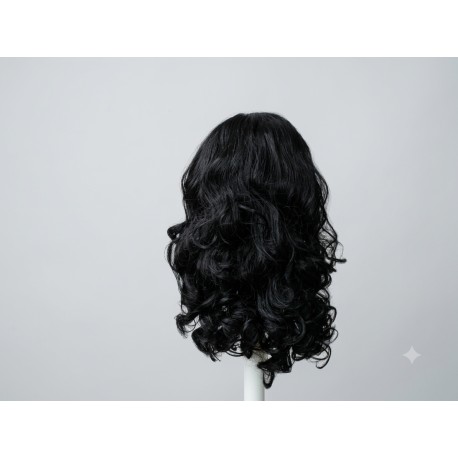 Classic Long Wavy Black Wig with Middle Part – Heat Resistant Synthetic Everyday Wig