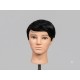 Short Natural Black Men's Wig – Side Swept Bangs Synthetic Hair System for Daily Use