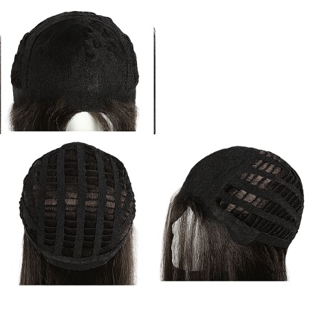 Short Natural Black Men's Wig – Side Swept Bangs Synthetic Hair System for Daily Use