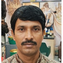 Short Natural Black Men's Wig – Side Swept Bangs Synthetic Hair System for Daily Use