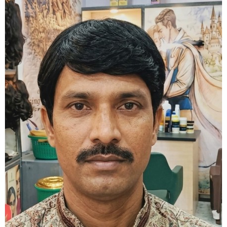 Short Natural Black Men's Wig – Side Swept Bangs Synthetic Hair System for Daily Use