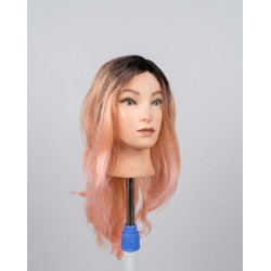 Long Wavy Rose Gold Pink Ombre Wig with Dark Roots – Synthetic Cosplay Wig