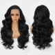 13x4 HD Transparent Lace Front Wig – Long Body Wave Black Synthetic Wig with Pre-Plucked Hairline
