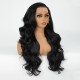13x4 HD Transparent Lace Front Wig – Long Body Wave Black Synthetic Wig with Pre-Plucked Hairline