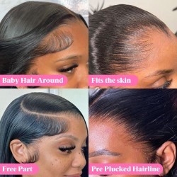 13x4 HD Transparent Lace Front Wig – Long Body Wave Black Synthetic Wig with Pre-Plucked Hairline