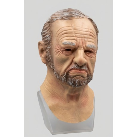 Realistic Old Man Latex Mask with Hair & Beard – Realistic Elderly Man Head Mask for Halloween, Cosplay, Costume Parties