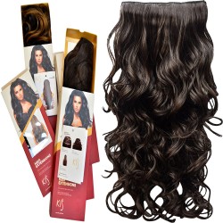 KIS Beautiful Ex-4 Curly Clip-in HAIR EXTENSION with natural Brown Color 100% Human hair blend | Tangle free Hair
