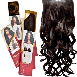 KIS Beautiful Ex-5 Curly Clip-in HAIR EXTENSION with natural Brown Color 100% Human hair blend | Tangle free Hair