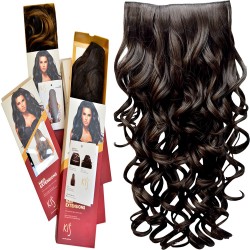 KIS Beautiful Ex-7 Curly Clip-in HAIR EXTENSION with natural Brown Color 100% Human hair blend | Tangle free Hair