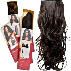 KIS Beautiful Ex-12 Curly Clip-in HAIR EXTENSION with natural Brown Color 100% Human hair blend | Tangle free Hair