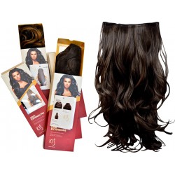 KIS Beautiful Ex-11 Curly Clip-in HAIR EXTENSION with natural Brown Color 100% Human hair blend  Tangle free Hair