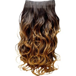 KIS Beautiful Ex-3 Curly Clip-in HAIR EXTENSION with natural Ombre Color 100% Human hair blend  Tangle free Hair