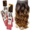 KIS Beautiful Ex-3 Curly Clip-in HAIR EXTENSION with natural Brown Ombre Highlight 100% Human hair blend Tangle free Hair