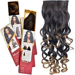 Kis Beautiful Ex-8 Curly Clip-in Hair Extension With Omber Gold Color 100% Human Hair Blend  Tangle Free Hair