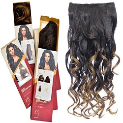 Kis Beautiful Ex-14 Curly Clip-in Hair Extension With Omber Gold Color. 100% Human Hair Blend  Tangle Free Hair