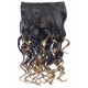 Kis Beautiful Ex-14 Curly Clip-in Hair Extension With Omber Gold Color. 100% Human Hair Blend  Tangle Free Hair