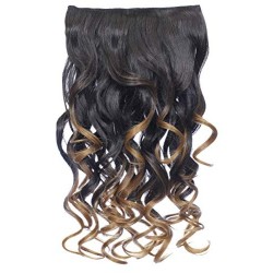 Kis Beautiful Ex-14 Curly Clip-in Hair Extension With Omber Gold Color. 100% Human Hair Blend  Tangle Free Hair