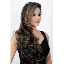 Kis Beautiful Ex-10 Curly Clip-in Hair Extension With Omber Gold Color 100% Human Hair Blend  Tangle Free Hair