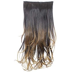 Kis Beautiful Ex-15 Curly Clip-in Hair Extension With Omber Gold Color 100% Human Hair Blend Tangle Free Hair