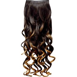 Kis Beautiful Ex-6 Curly Clip-in Hair Extension With Omber Gold Color 100% Human Hair Blend  Tangle Free Hair