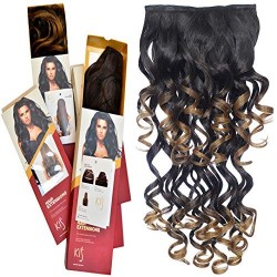 Kis Beautiful Ex-13 Curly Clip-in Hair Extension With Omber Gold Color 100% Human Hair Blend  Tangle Free Hair