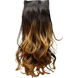 Kis Beautiful Ex-12 Curly Clip-in Hair Extension With Omber Gold Color 100% Human Hair Blend  Tangle Free Hair
