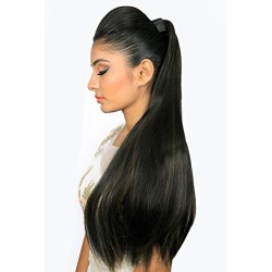 Kis Beautiful So5 Snapon Ponytail/hair Extension (2 In 1) With Natural Brown Color 100% Human Hair Blend  Tangle Free Hair