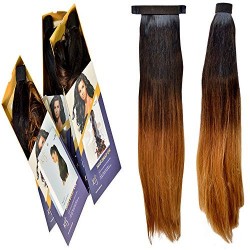 Kis Beautiful So1 Snapon Ponytail/hair Extension (2 In 1) With Omber Gold Color 100% Human Hair Blend  Tangle Free Hair