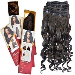 Kis Beautiful Ud2 Curly Hair Extension Set (22 Pcs Clips) With Natural Brown Color 100% Human Hair Blend  Tangle Free Hair